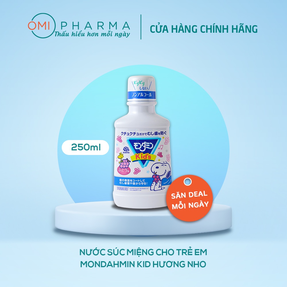 Nước Súc Miệng Cho Trẻ Em Mondahmin JR và Mondahmin Kid Nhật Bản Hương Dâu, Hương Nho (250ml và 600ml)