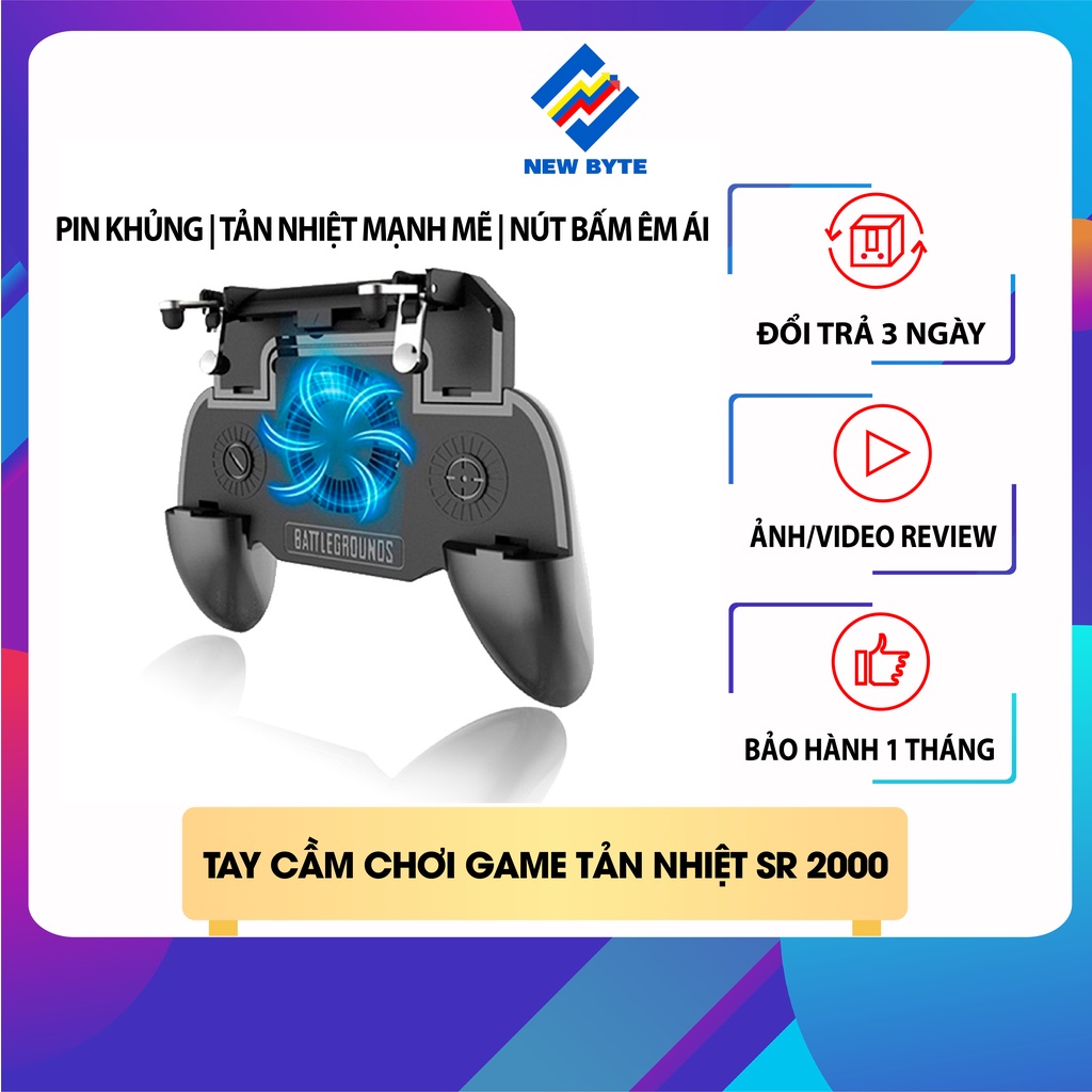 Tay cầm chơi game SR cho điện thoại, tay cầm chơi game PUBG, liên quân, FO4 tản nhiệt tốt và pin sạc dự phòng 2000mah