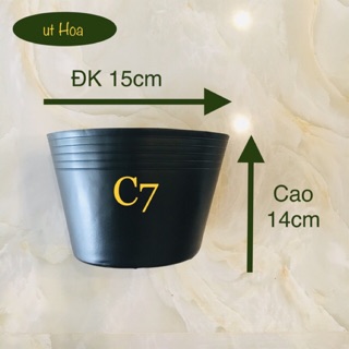 [Sỉ từ 20 cái] Chậu nhựa đen C7 trồng cây hiệu Phước Lộc (dày dặn)