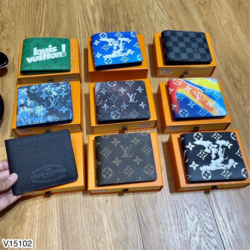 Ví nam ngang mini đựng tiền đựng thẻ - Ví gập LV loang siêu đẹp