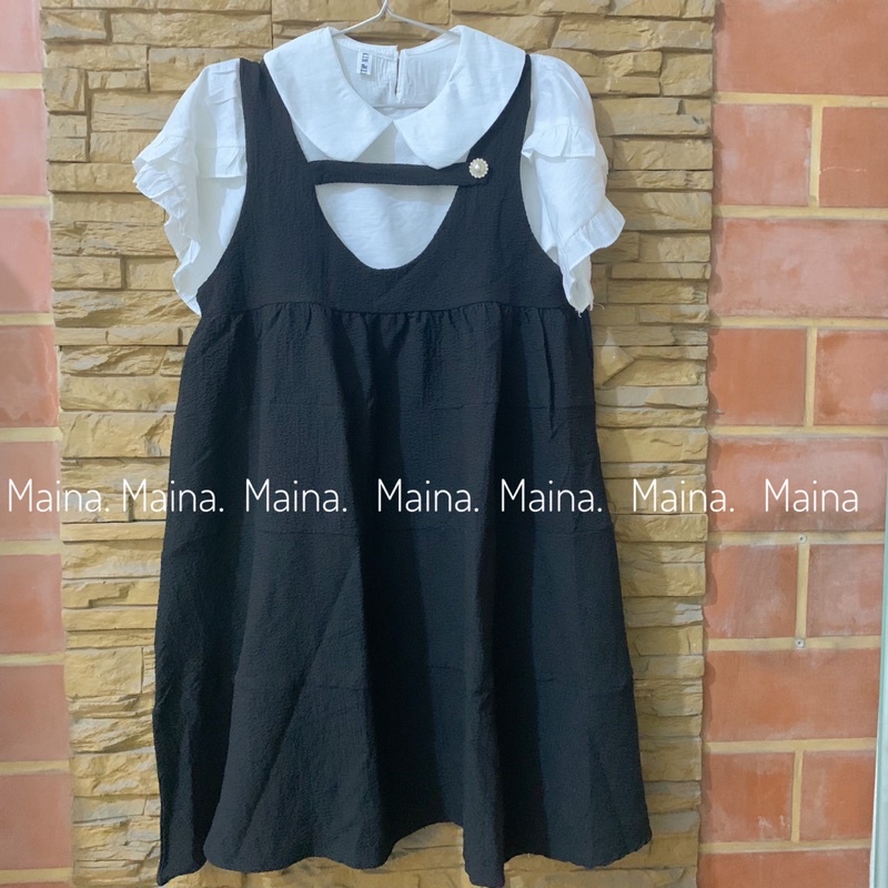 Set yếm đũi xốp tiểu thư dáng rộng bánh bèo