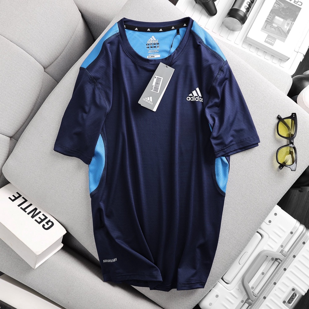 Áo Adidas tay ngắn vải kéo vân ngang