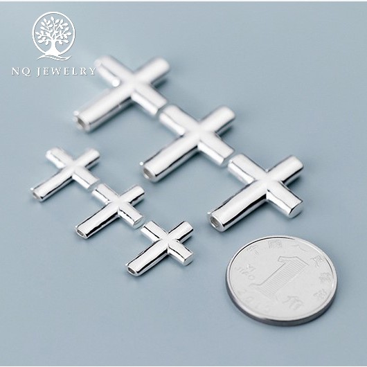 Charm bạc thánh giá xỏ ngang - NQ Jewelry