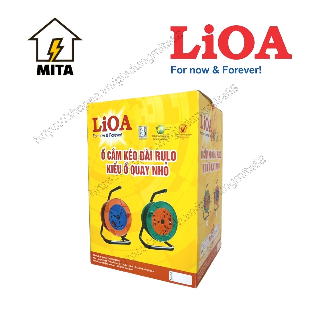 Ổ cắm điện LiOA kéo dài quay tay kiểu RULO dây dài 20m loại phổ thông QN20-2/3-10/15A - MITA