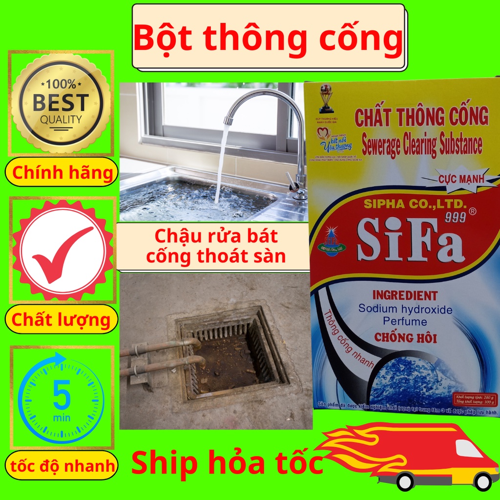 Bột thông bồn cầu, bột thông cống, bột thông cống cực mạnh, thông bồn cầu, Sifa999 200gr-300gr