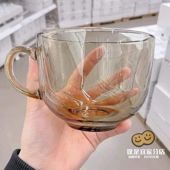 Cốc thuỷ tinh màu hổ phách size to, chất liệu thủy tinh dày dặn an toàn siêu đẹp