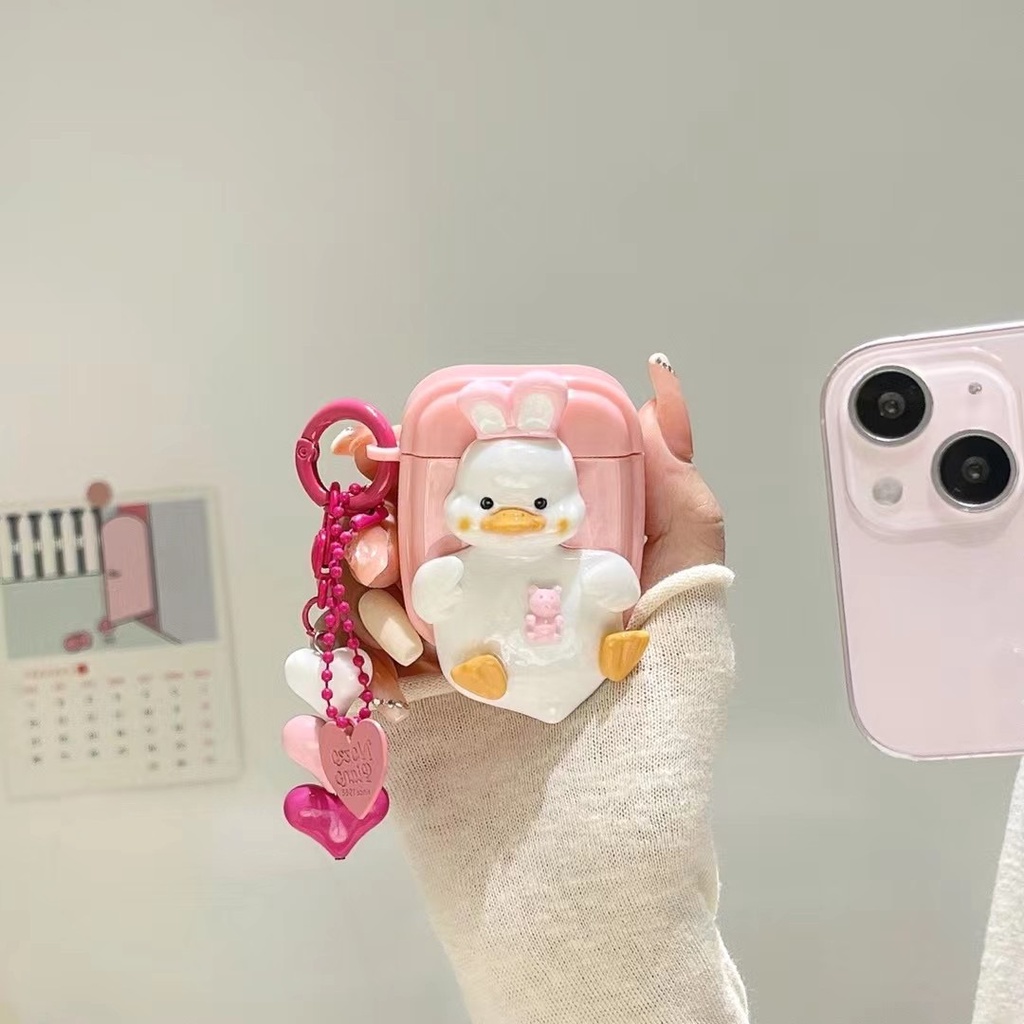 Vỏ Bảo Vệ Hộp Sạc Tai Nghe Bluetooth airpods 1 2 3 pro Bằng tpu Mềm Hình Vịt Dễ Thương