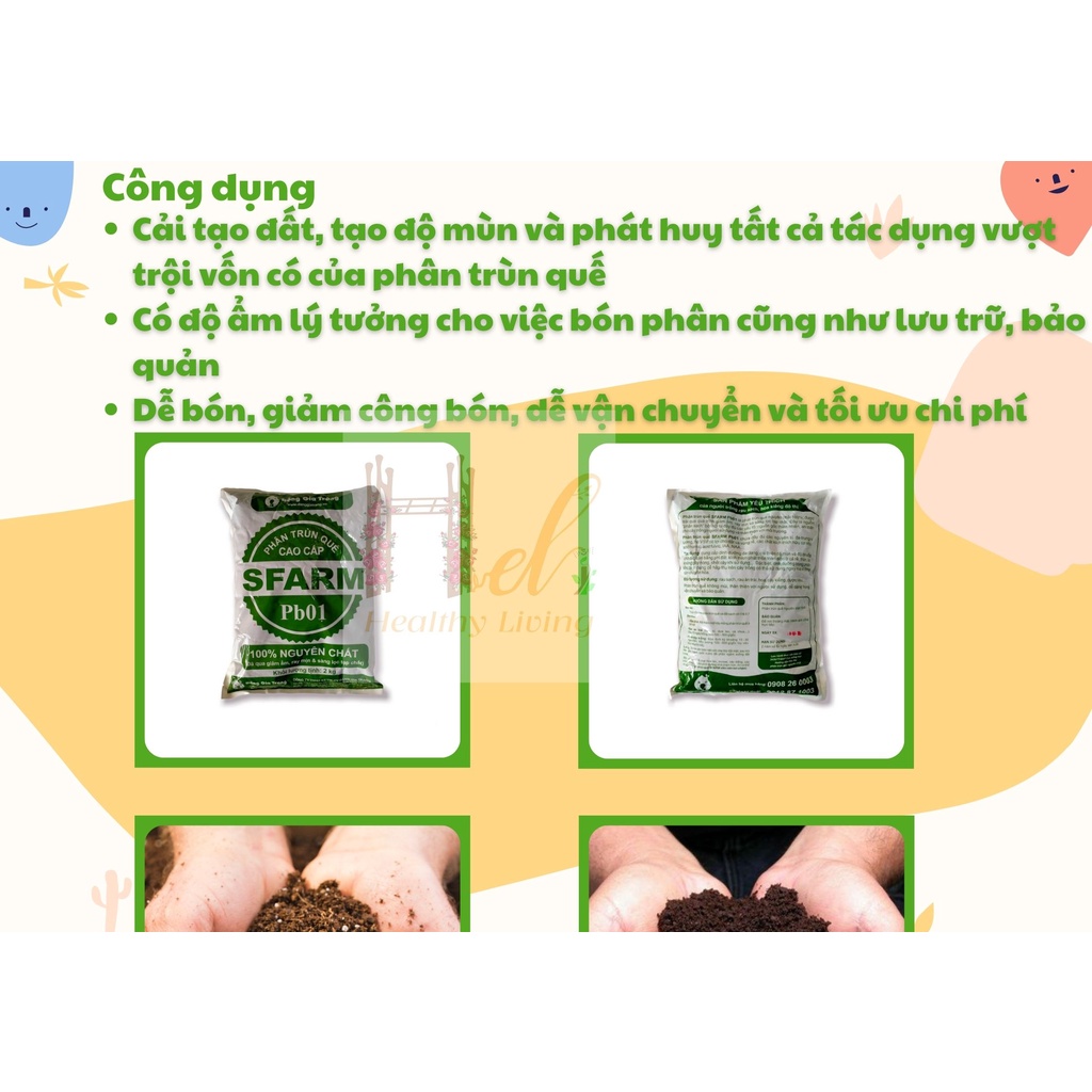 Phân Trùn Quế Cao Cấp Nguyên Chất 2kg Sfarm Trồng Rau Sạch, Hoa Hồng Bằng Đất Sạch, Xơ Dừa Và Phân Bón Hữu Cơ