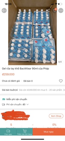Gel rửa tay khô Bacti Klear Pháp