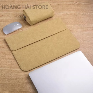 Bao da chống sốc cho macbook, laptop, surface kèm ví đựng phụ kiện, chất da lộn