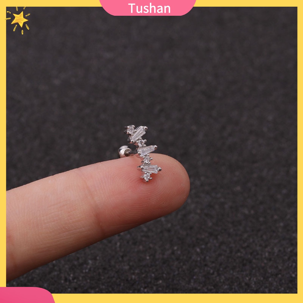 Khuyên tai dát khối đá Zirconia nhiều kiểu dáng tuỳ chọn trang sức dành cho nữ