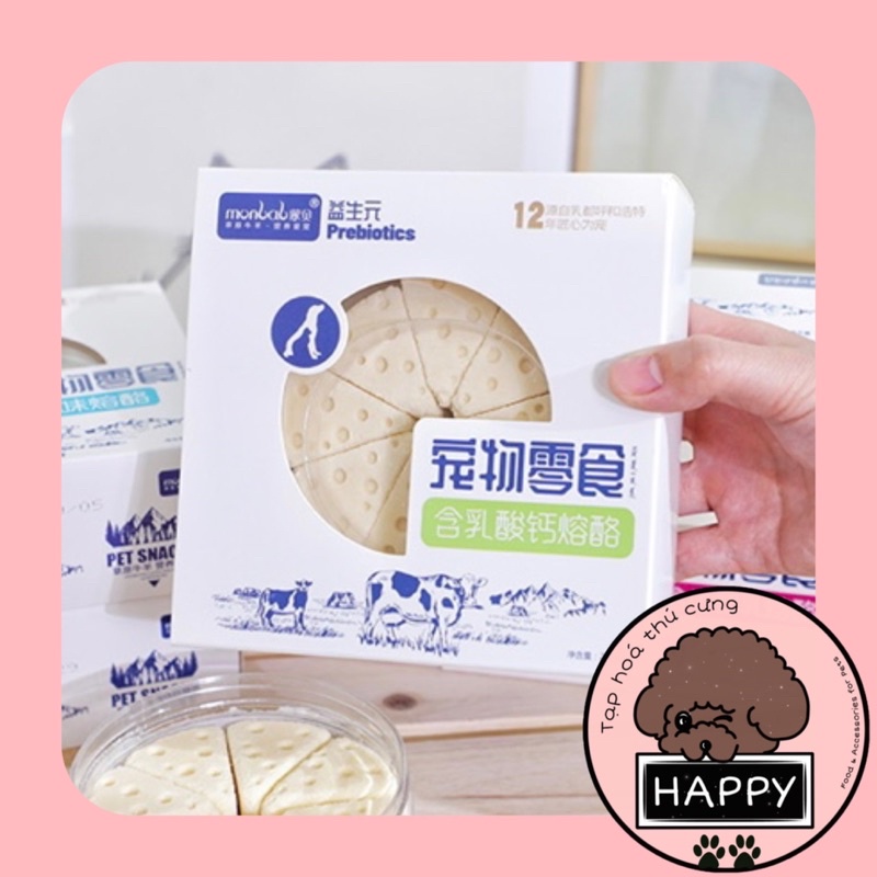 [Hộp 16 miếng] Phô mai Monbab sữa non nguyên chất cho chó mèo thú cưng hộp 210gr - Tạp Hoá Thú Cưng Happy