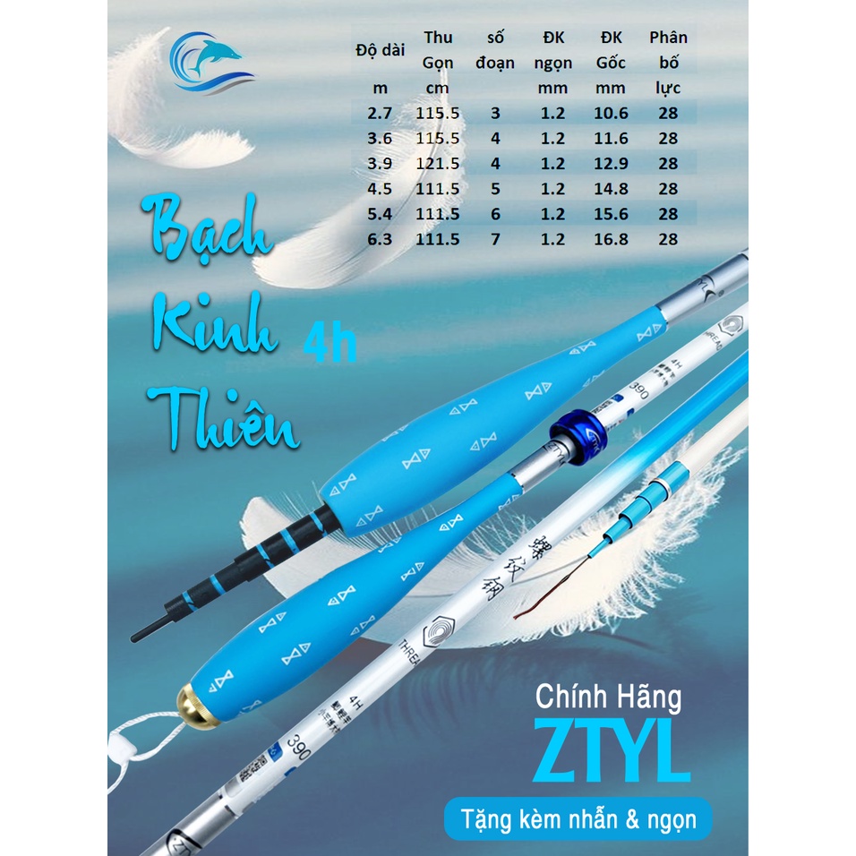 Cần Câu Tay Bạch Kinh Thiên 4H Cần Câu Đài Câu Đơn Carbon Cần Câu Cá Cao Cấp Tải Tĩnh chính hãng ZTYL bản 2023