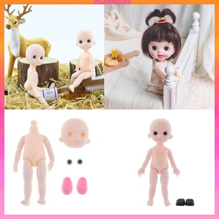 [Kloware2] 1 / 12 BJD Cô Gái Khỏa Thân Búp Bê Đầu Cơ Thể DIY Phụ Kiện Da Trắng