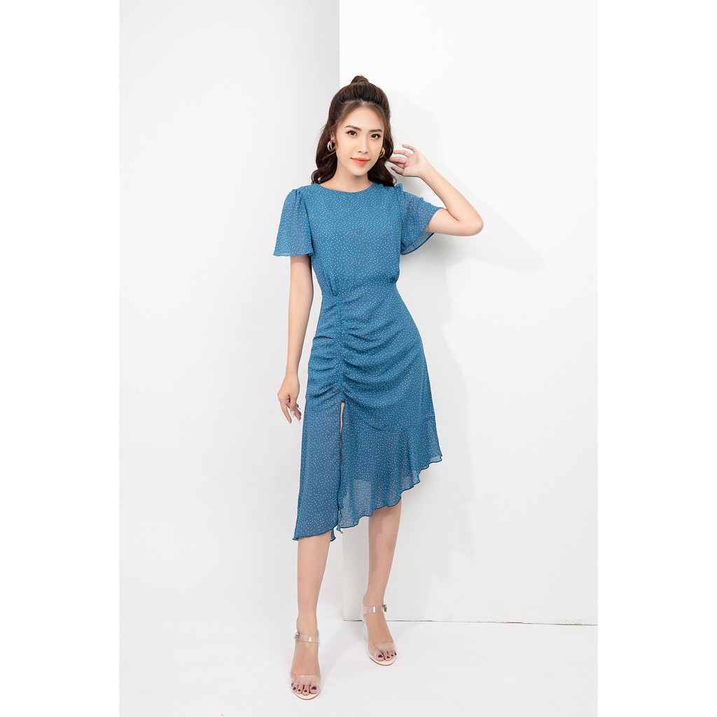 G Beauty - Váy Xanh Nhún Eo Nữ GB104