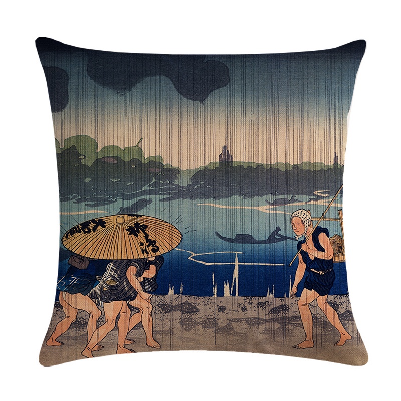 Vỏ Gối 45X45Cm Họa Tiết Ukiyo-e Utagawa Kuniyoshi Phong Cách Nhật Bản