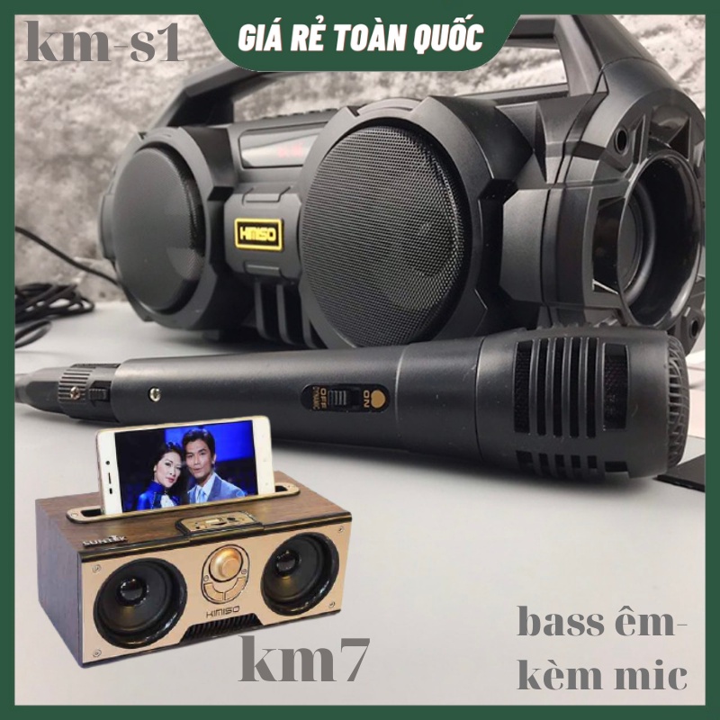 Loa Bluetooth Để Bàn KIMISO KM-7, LOA KM-S1 Kết Nối Không Dây- Hỗ Trợ FM/AUX/USB/TF/MIC Vân Gỗ Cực Đẹp