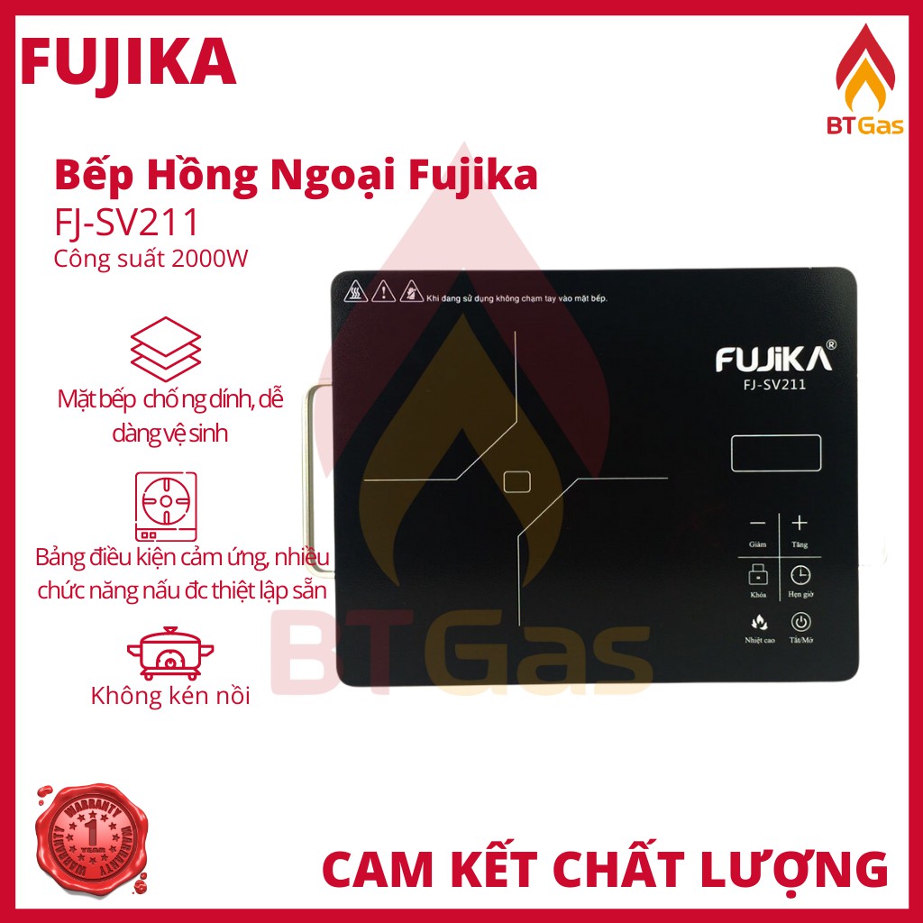 Bếp Hồng Ngoại Đơn / Bếp Điện Hồng Ngoại Mặt Kính Ceramic FUJIKA FJ-SV211 / KHÔNG KÉN NỒI