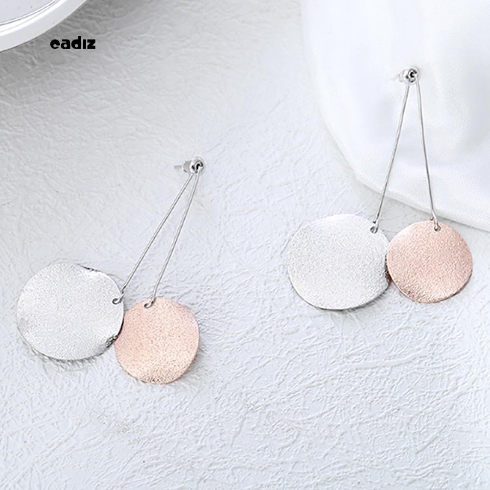 Hoa tai dáng dài mặt hình tròn cho nữ