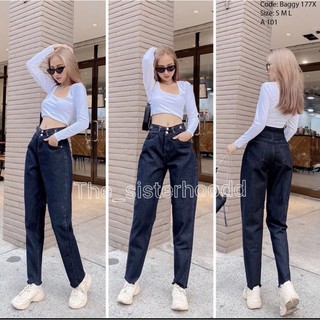 Quần jean nữ lưng cao dáng baggy