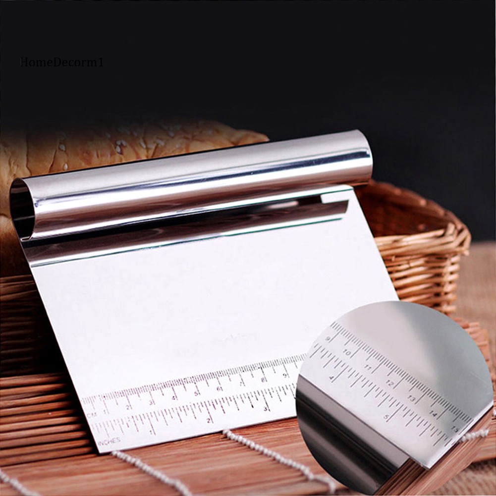 HMDC_Stainless Steel Pizza Dough Scraper Scale Cutter Kitchen Flour Pastry Cake Tool