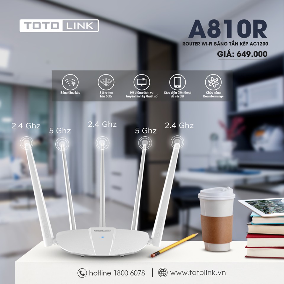 A810R - Router Wi-Fi băng tần kép AC1200