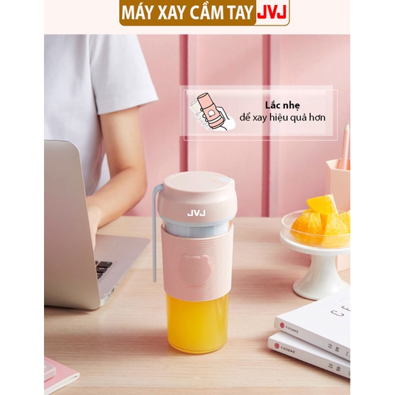 Máy xay sinh tố cầm tay đa năng JVJ LLJ-P03H1 Cốc xay mini lưỡi dao kép  sử dụng pin sạc dung tích 300ML bảo hành 12T