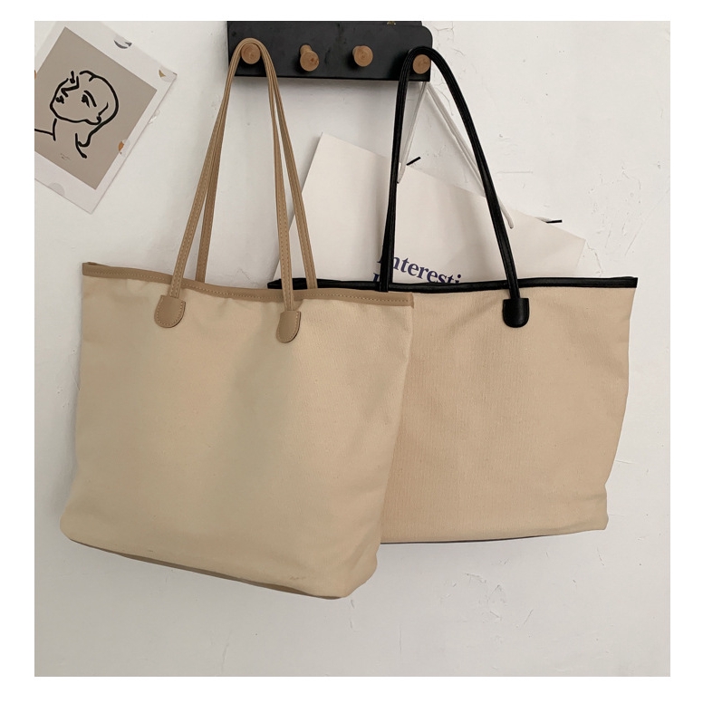 Popular Korean canvas big shopping bag 2020 new bag Women new niche handbag  large capacity