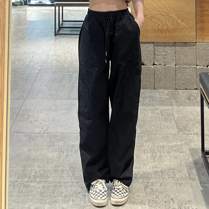 SUXI Quần ống rộng Lưng Cao Màu Sắc Đơn Giản Thời Trang Xuân Hè Cho Nữ