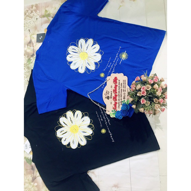 Áo kiểu dáng thụng tay lỡ UNisex In Hoa cúc To sau lưng ( kèm video ảnh thật ) | BigBuy360 - bigbuy360.vn