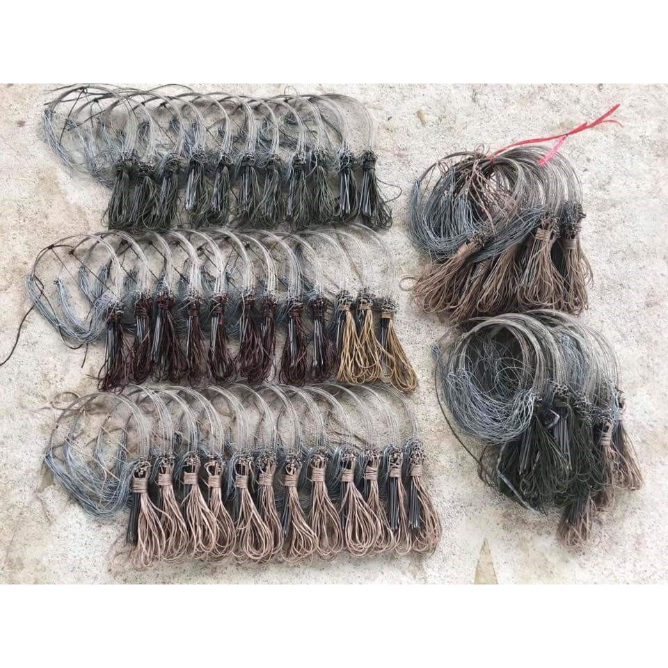 Giò đón bẫy gà rừng 1 bộ 20 chân làm từ dù siêu bền cỏ khô, khoen đồng, cáp inox không rỉ Bảo Hành 2 năm