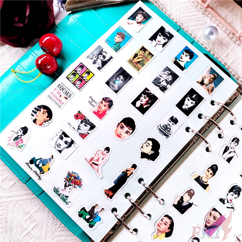 ★★★ Audrey Hepburn Q-4 Retro Beauty Mini Diary Manual Stickers ★★★ 50pcs/set DIY Fashion Album Decor Stickers（Size：2~3cm）