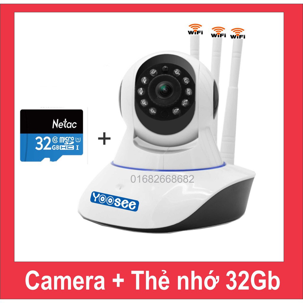 [COMBO] Camera wifi YooSee 3 Anten HD720P + Thẻ 32Gb Netac