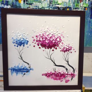 TRANH SƠN DẦU CÂY CHẤM BỐN MÙA(45X45) - CHUẨN TRANH HỌA SĨ VẼ