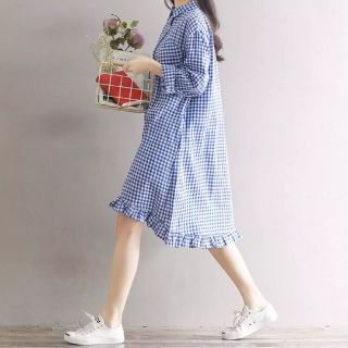 Đầm sơ mi caro lai bèo
