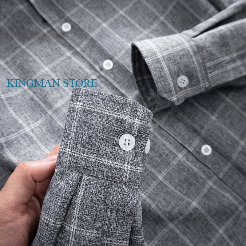 Áo Sơ Mi Nam Vải Đũi Cao Cấp, Áo Sơ Mi Ca Rô Dài Tay Chất Liệu Đũi Mềm Mịn Không Nhăn Mặc Rất Thoáng Mát - KINGMAN STORE | BigBuy360 - bigbuy360.vn