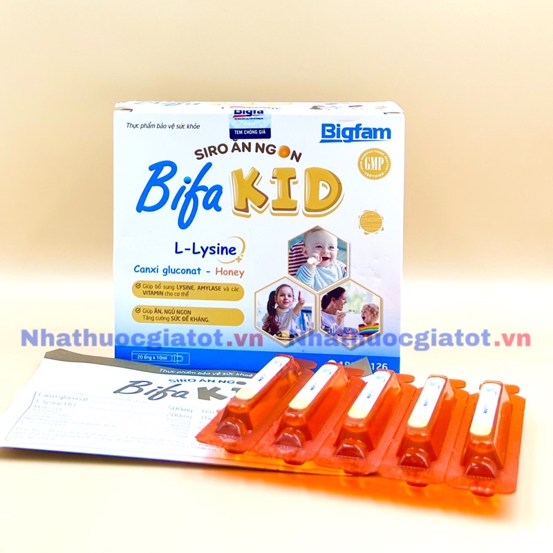 Siro Ăn Ngon BIFAKID Giúp Bé Ăn Ngon, Ngủ Ngon, Tăng Cường Sức Đề Kháng Hộp 20 Ống x 10ml