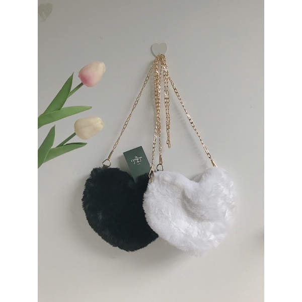 Túi đeo chéo bằng bông hình trái tim nữ tính bánh bèo (hình + vide thật)