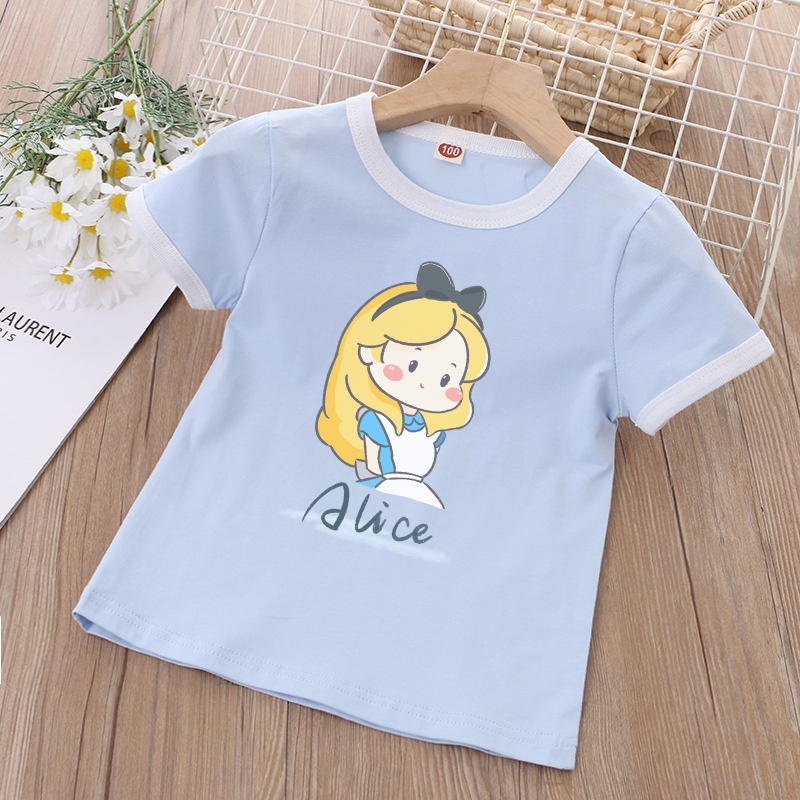 Áo Thun Tay Ngắn Cổ Tròn In Hoạt Hình Dành Cho Bé Gái