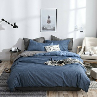 Bộ chăn ga gối xanh xước cotton poly