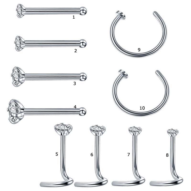 Set 10 Khuyên Mũi 20Ga Cá Tính