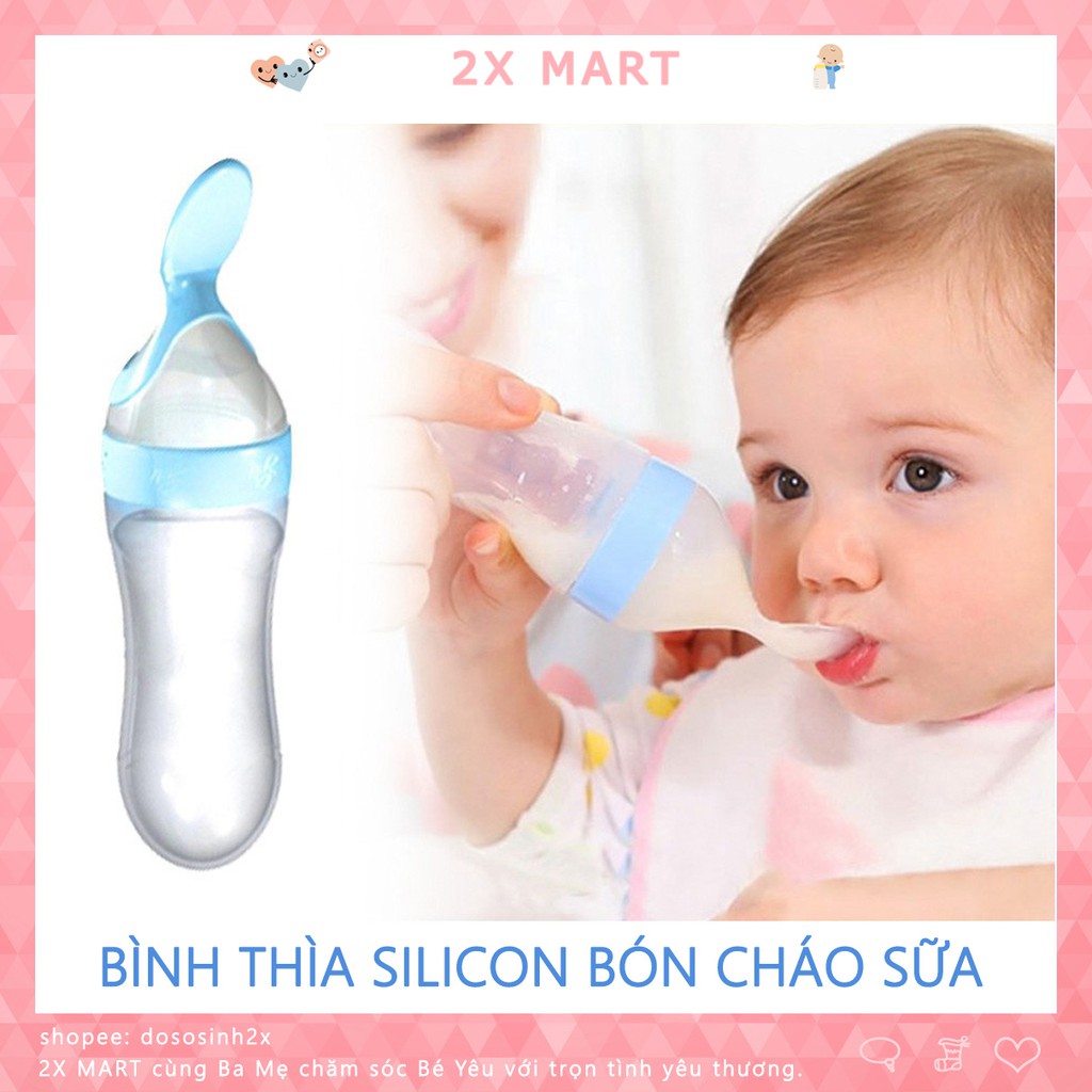 [90ml an toàn] Bình thìa ăn dặm silicon cho bé bón cháo uống nước đút bột - 2X MART