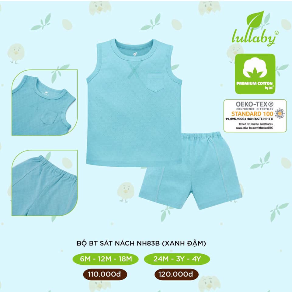 Bộ sát nách, ba lỗ bé trai chất liệu cotton cao cấp họa tiết Lullaby chính hãng