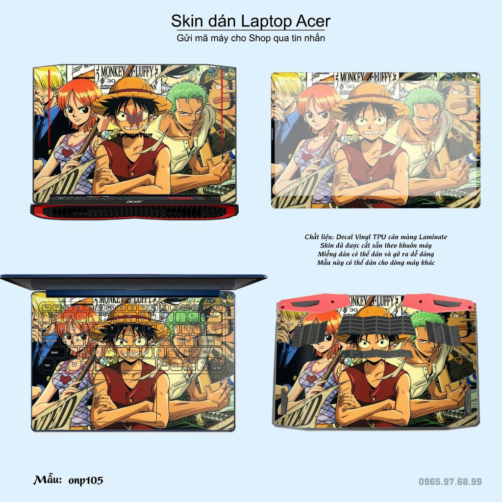 Skin dán Laptop Acer in hình One Piece nhiều mẫu 10 (inbox mã máy cho Shop)