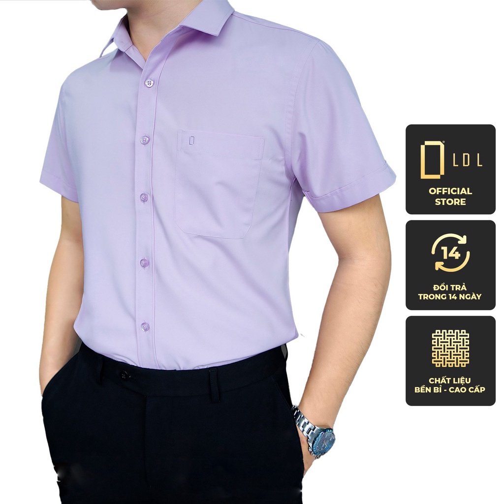 Áo Sơ Mi Nam Cộc Tay Trơn -Công Sở Kiểu Hàn Quốc Chất Liệu Bamboo Sợi Tre, Thâm Hút Mồ Hôi , Hạn Chế Nhăn Nhàu LDL