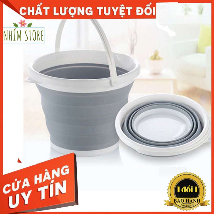 Xô Nước Gấp Gọn Thông Minh, Xô Nước Gấp Gọn Tiện Lợi Có Quai Xách Loại Lớn 10L