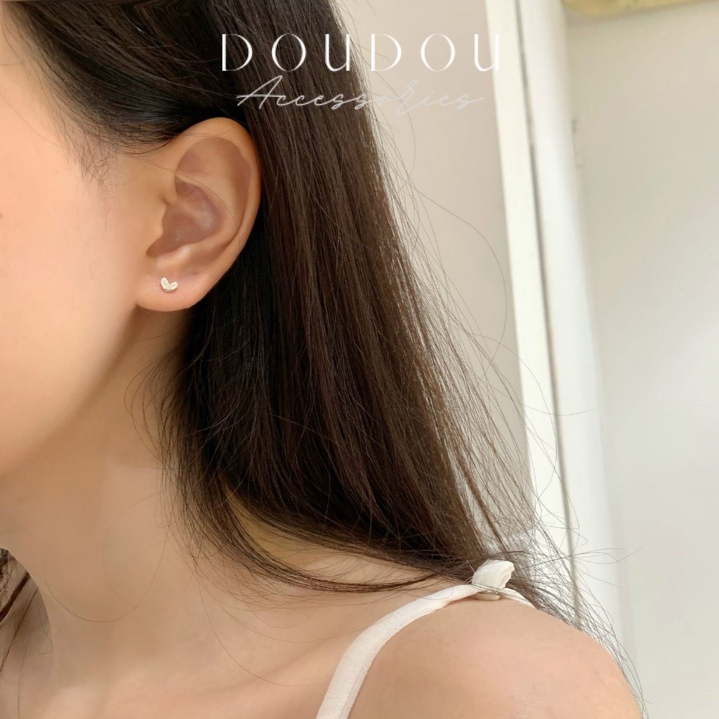 Bông tai nữ Doudou Phụ kiện thời trang Khuyên hoa tai nữ đẹp size nhỏ mini nụ đính tai xinh chuôi bạc cao cấp 925 EH013