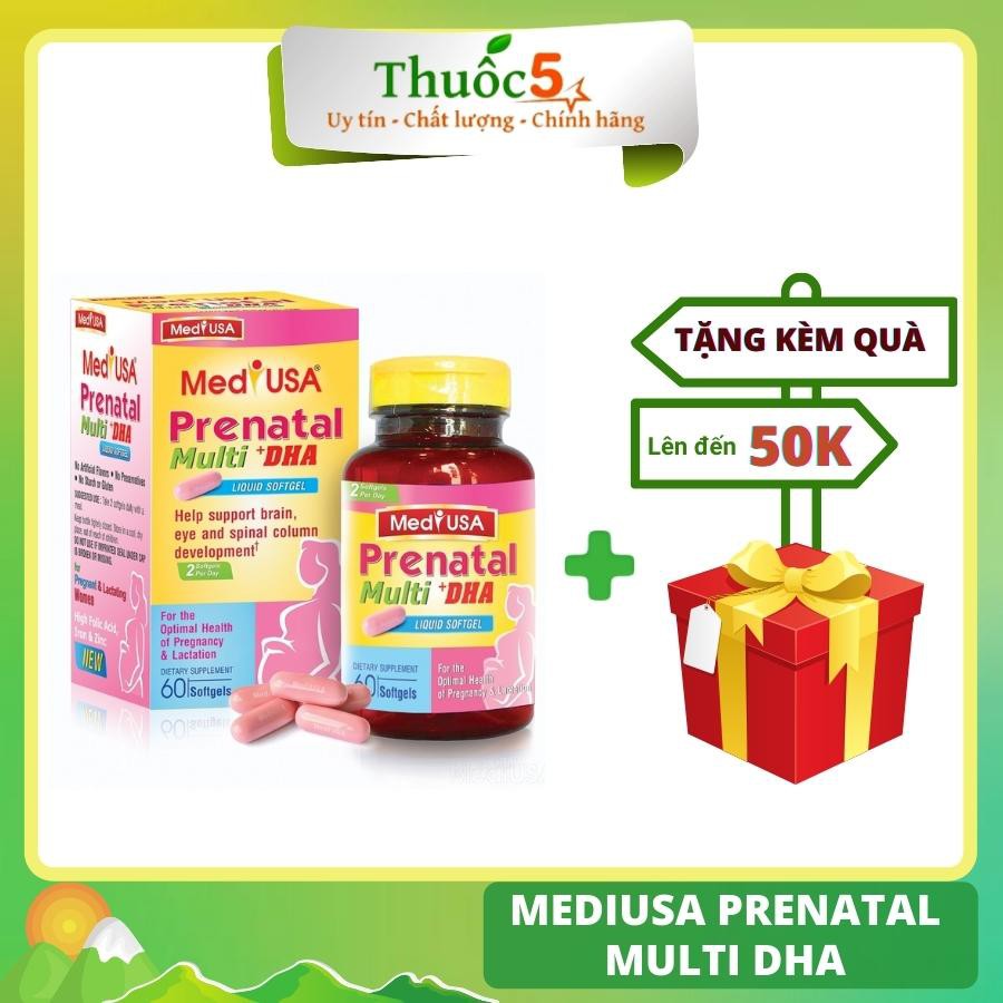 [GIÁ GỐC] MediUSA Prenatal Multi DHA bổ sung vitamin cho bà bầu, 60 viên