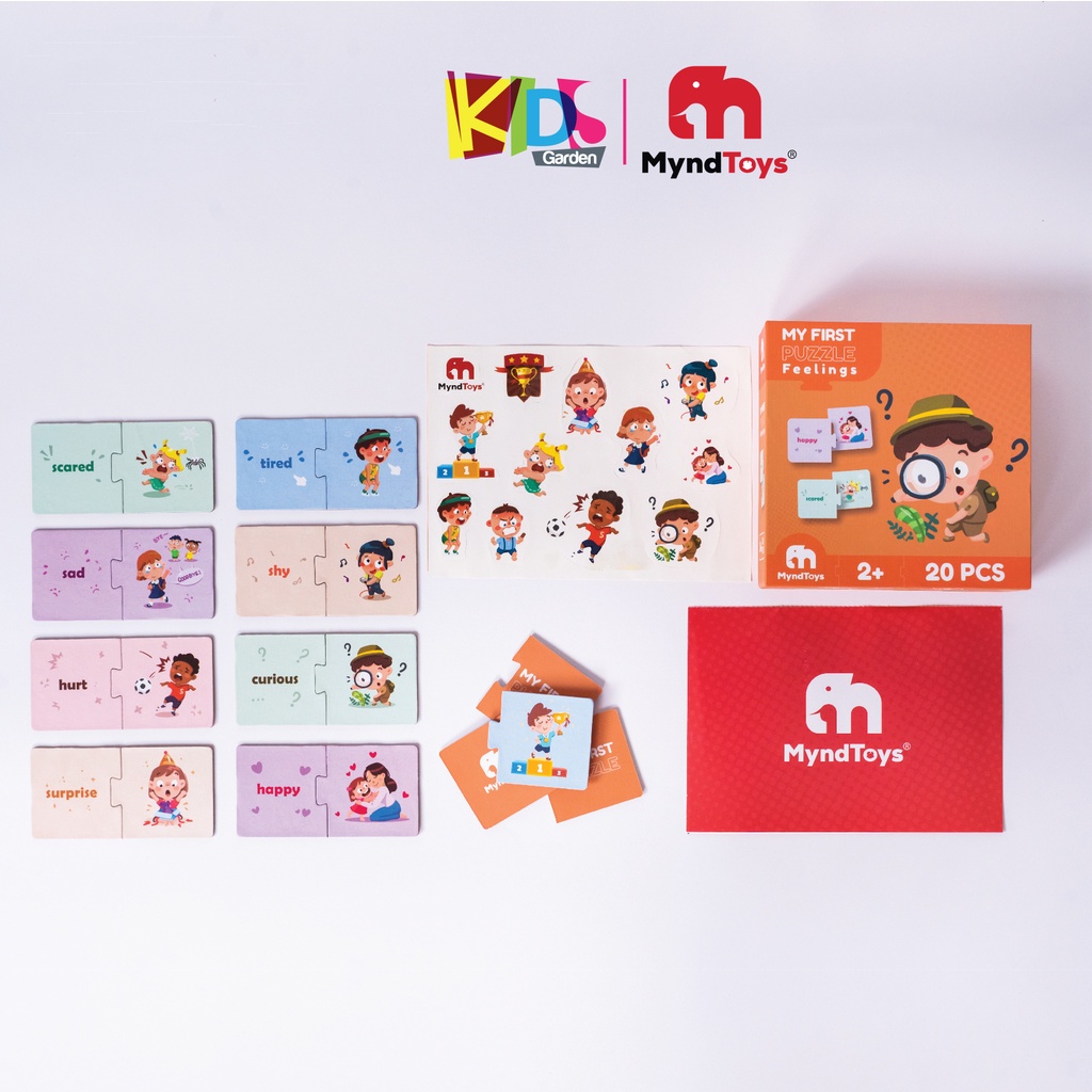 Đồ chơi xếp hình cho bé bộ ghép hình MYNDTOYS  20 mảnh với chủ đề cảm xúc cho trẻ từ 2 tuổi MT03-MFFeelings KIDSGARDEN