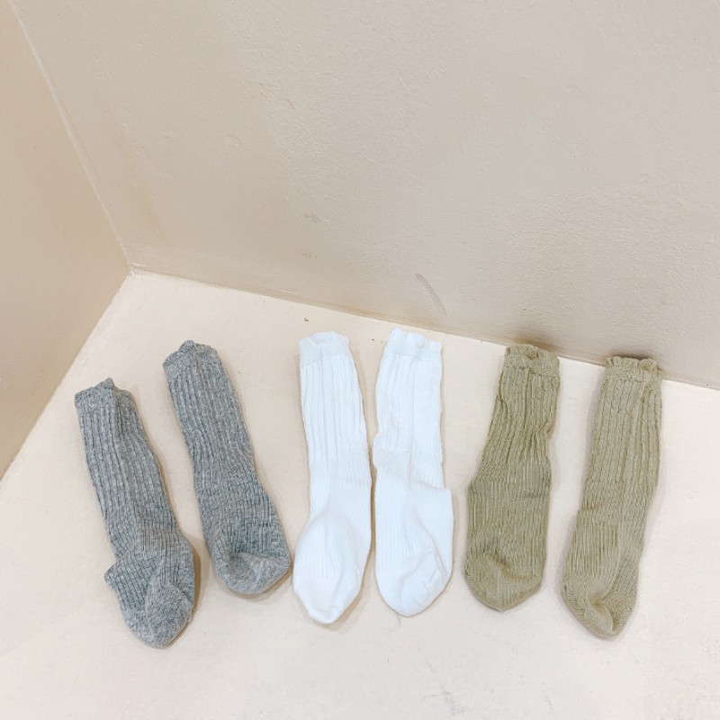 Set 3 đôi vớ cotton phối ren phong cách Hàn Quốc dễ thương dành cho bé gái